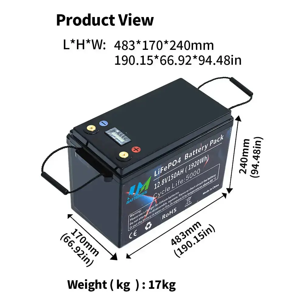 12.8V 150AH Battery Pack Lithium Ion Batteries Solar Energy System - Image 3