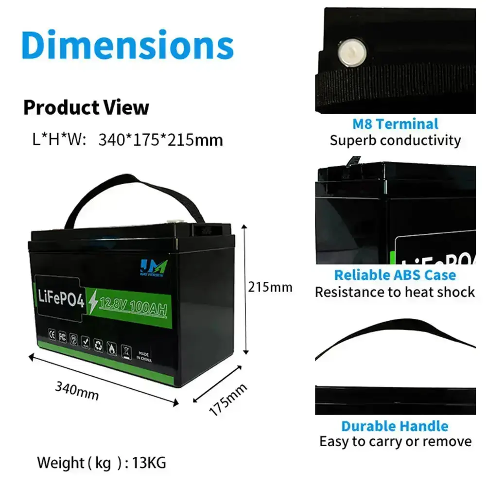 12.8V 100AH LiFePO4 Battery Pack Solar Energy Batteries - Image 2