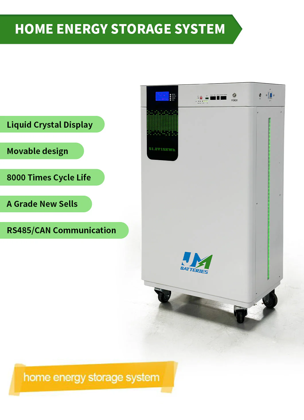 15kwh LiFePO4 Battery Portable Power System 48V 51.2V 300ah Lithium Ion Battery Home Energy Storage System