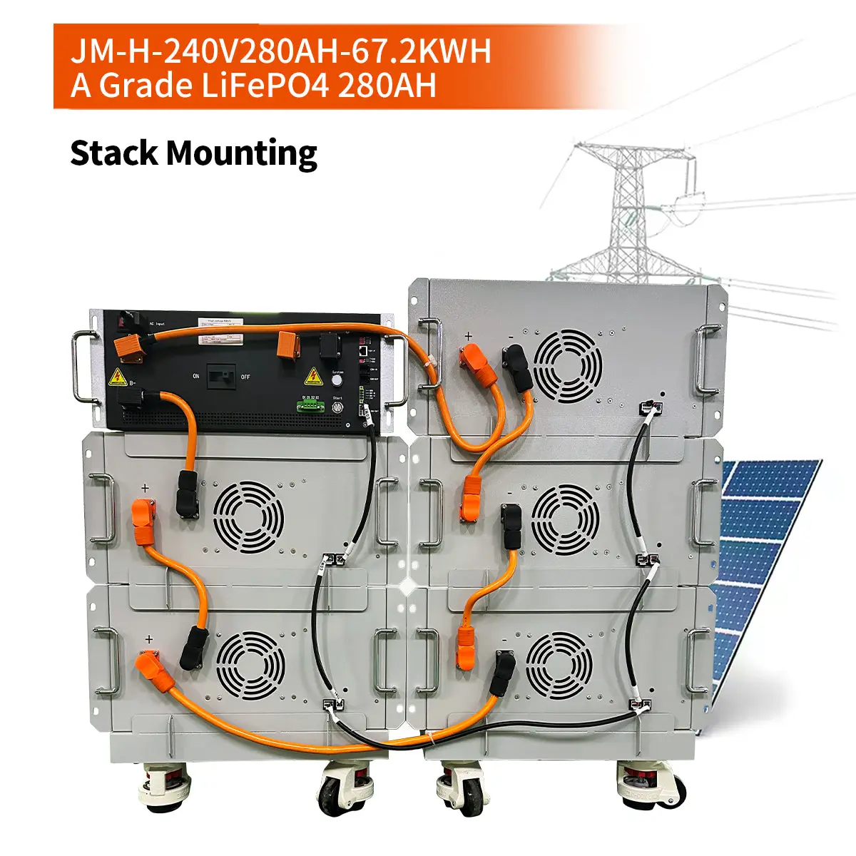 240V 280AH 67.2KWH High Voltage Lithium Power Battery