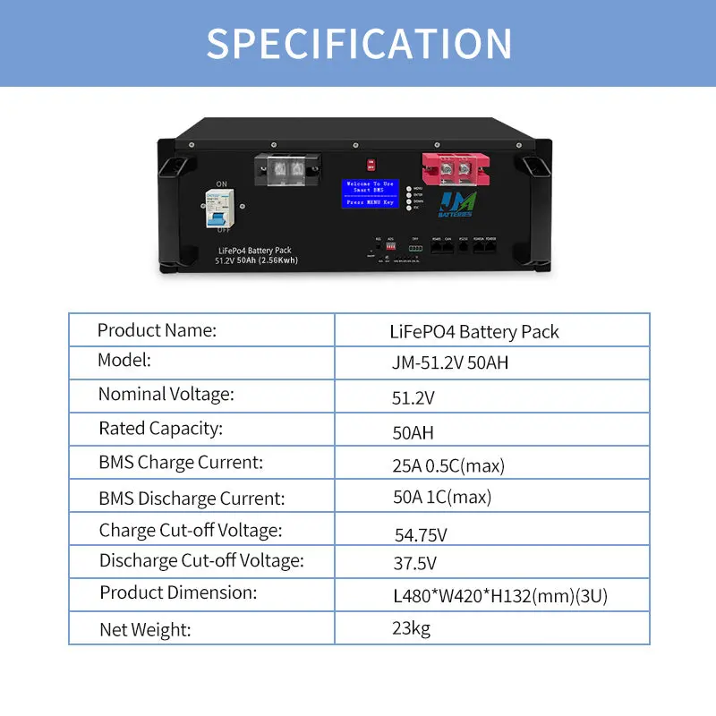 51.2V 50ah 100ah 150ah 200ah Deep Cycle Cabinet LiFePO4 Battery - Image 2
