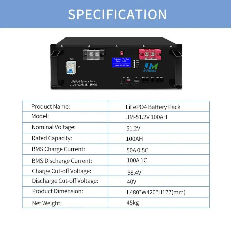Lithium Ion 48v Battery Pack 51.2V 100ah 50ah 150ah 200ah Rack Solar Battery - Image 4