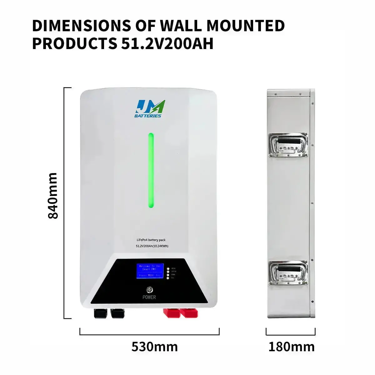 51.2V 48V 100AH 200AH Rectangular Wall Mounted Battery - Image 3