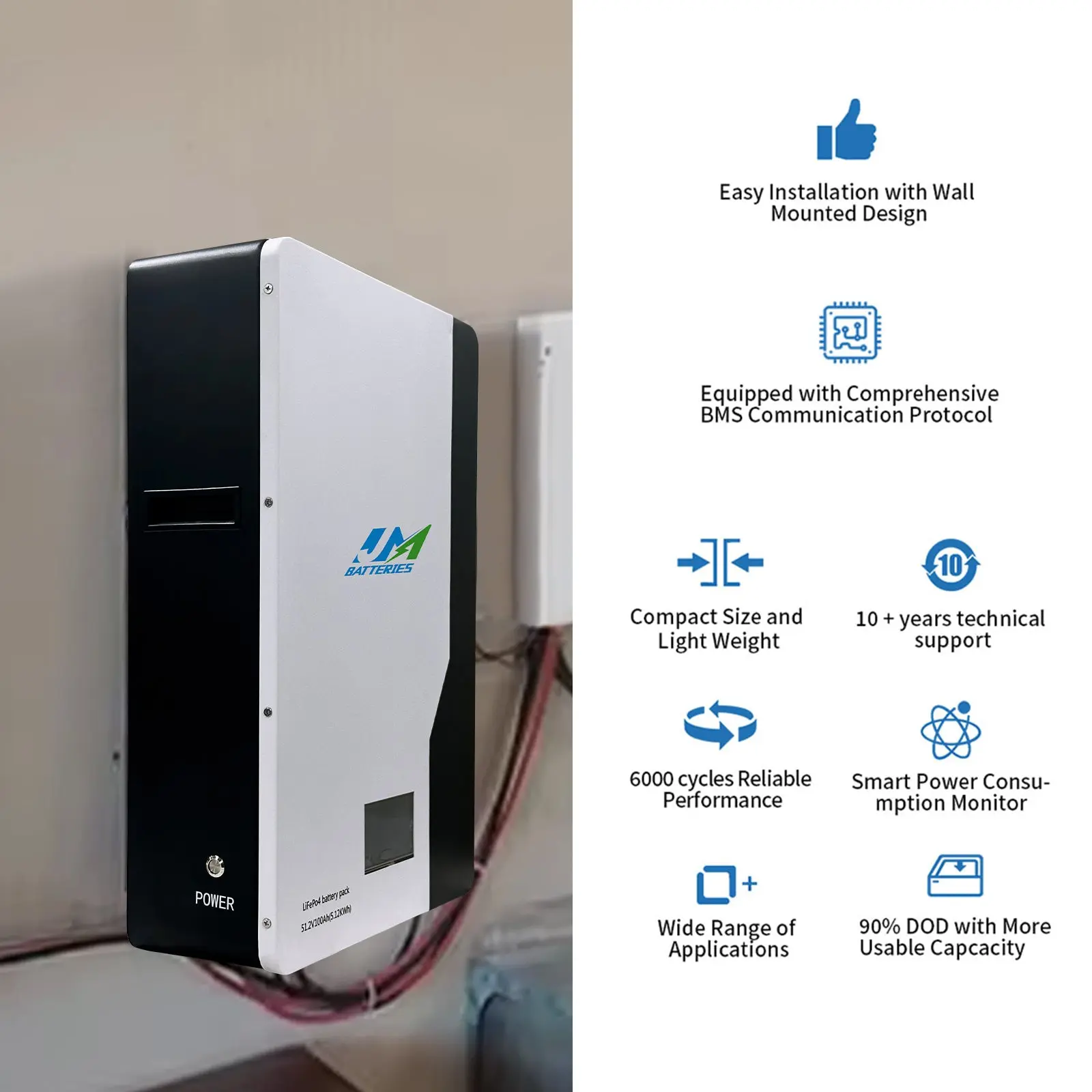 51.2V100AH Wall Mounted Lifepo4 Battery - Image 5
