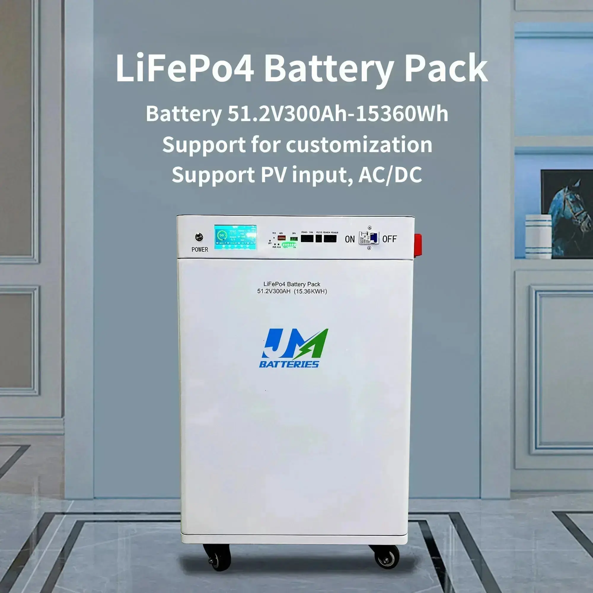Mobile solar cells battery 51.2V 300AH Compact Floor Mounted Solar Generator