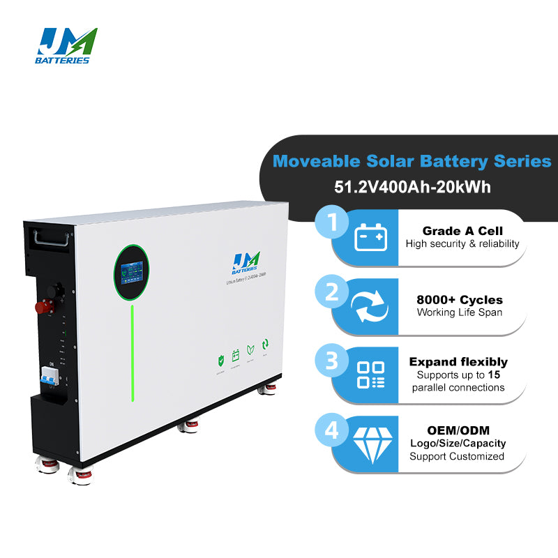 JM 48V 400Ah LED Lithium Battery 20kWh Lithium Battery and 10 Year Warranty for Home Solar Storage, Backup Power and UPS