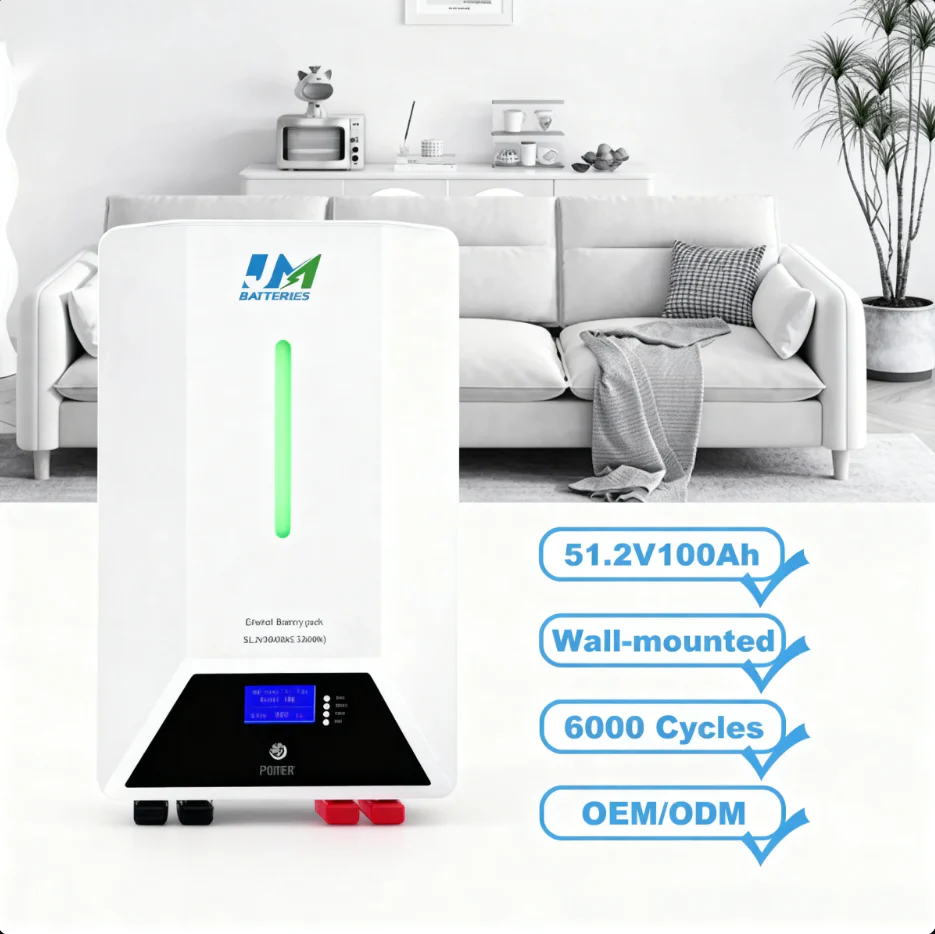 JM 6000 Cycles 5kw 10kw Energy Storage Battery LiFePO4 Solar Home Powerwall Battery