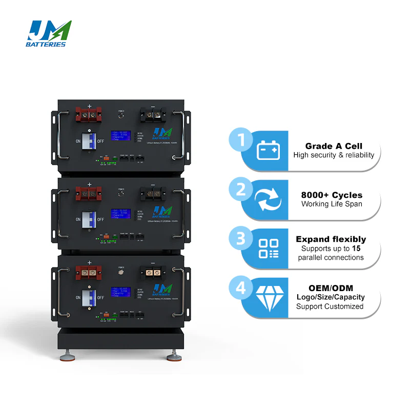 JM AA Lithium Batteries 48V 51.2V 100Ah 200Ah 300Ah 400Ah With BMS System