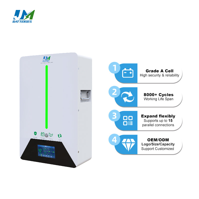 JM Custom OEM ODM 25.6V 100ah 2.56kwh LiFePO4 Power Wall Battery for Home Energy Storage System