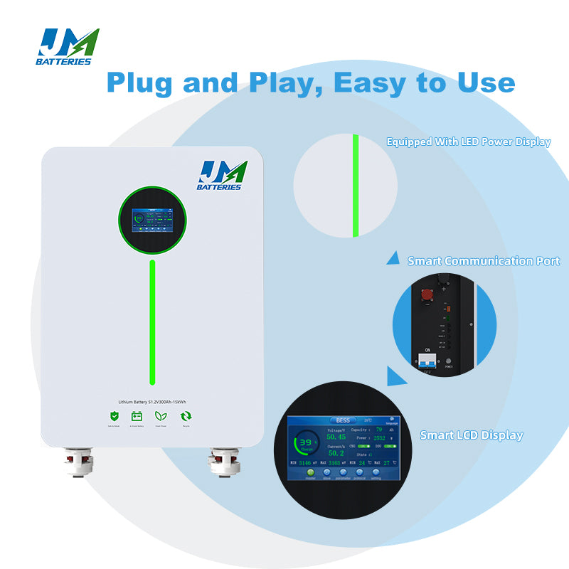 JM Home and Solar Energy Storage Battery 48V 15kwh Lithium Ion LiFePO4 Battery