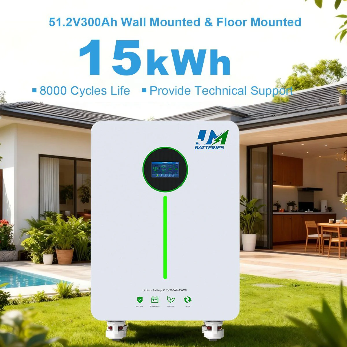 JM Lithium Battery Manufacturer 15kw Solar System with Battery Backup