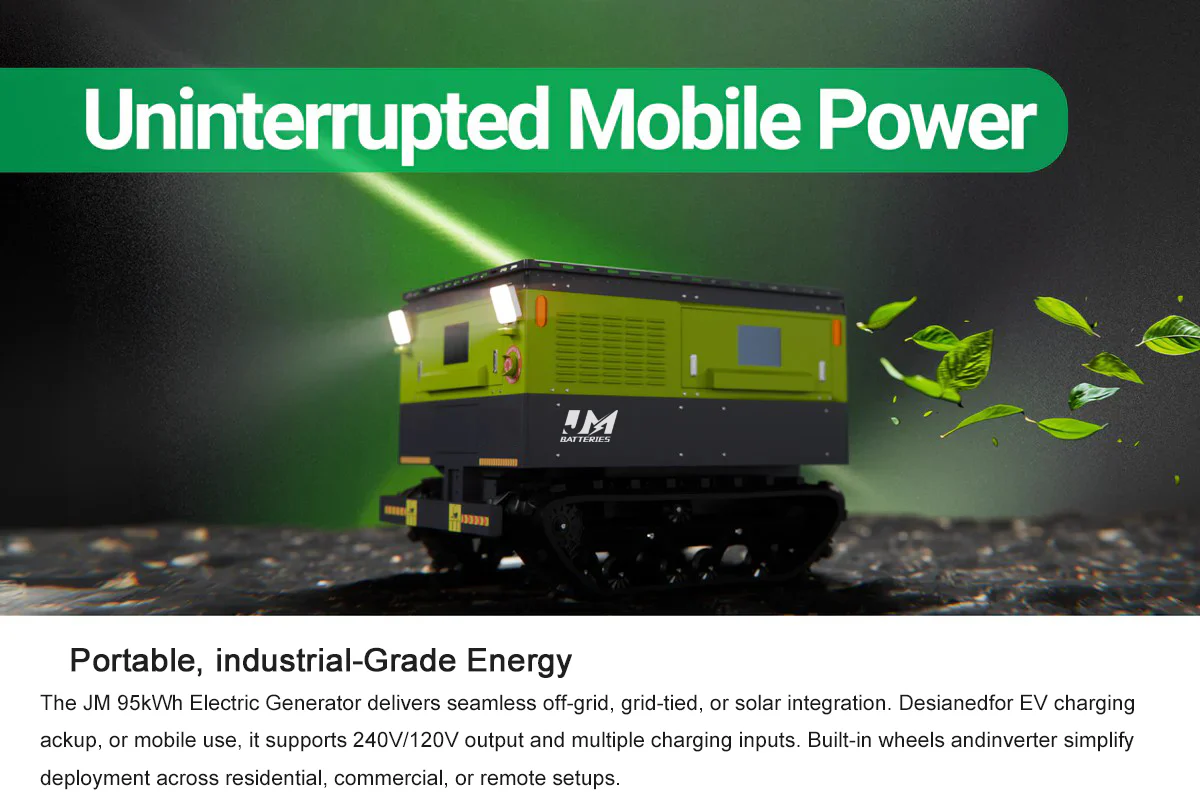 JM PortableGenerator Compatible Lithium Battery with Quick-Setup for Outdoor Event Power