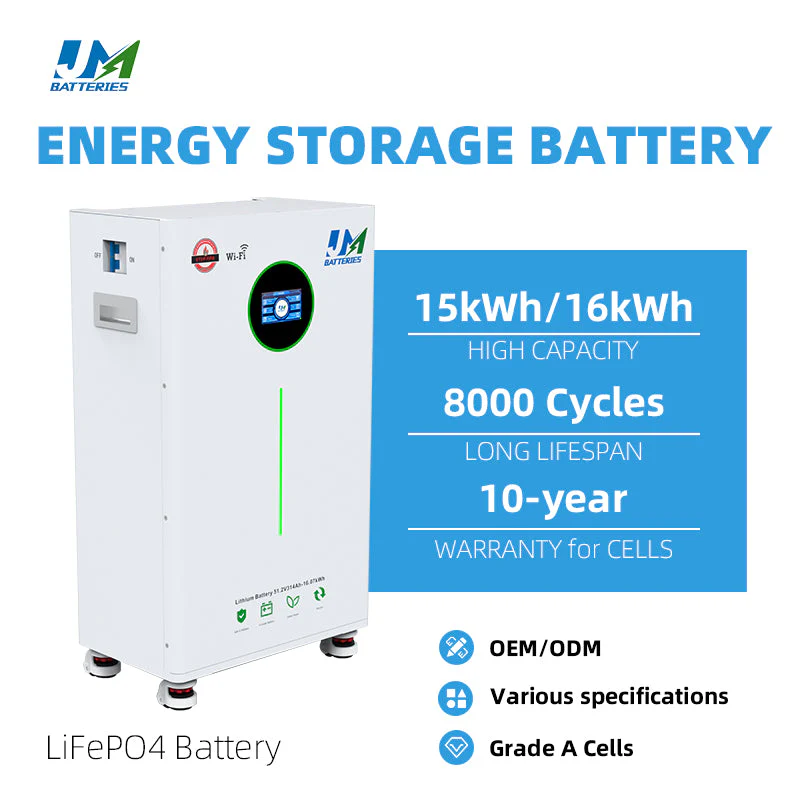 JM 48V 300ah Lifepo4 Battery 15kWh 16kWh Lithium Solar Battery Storage for Home