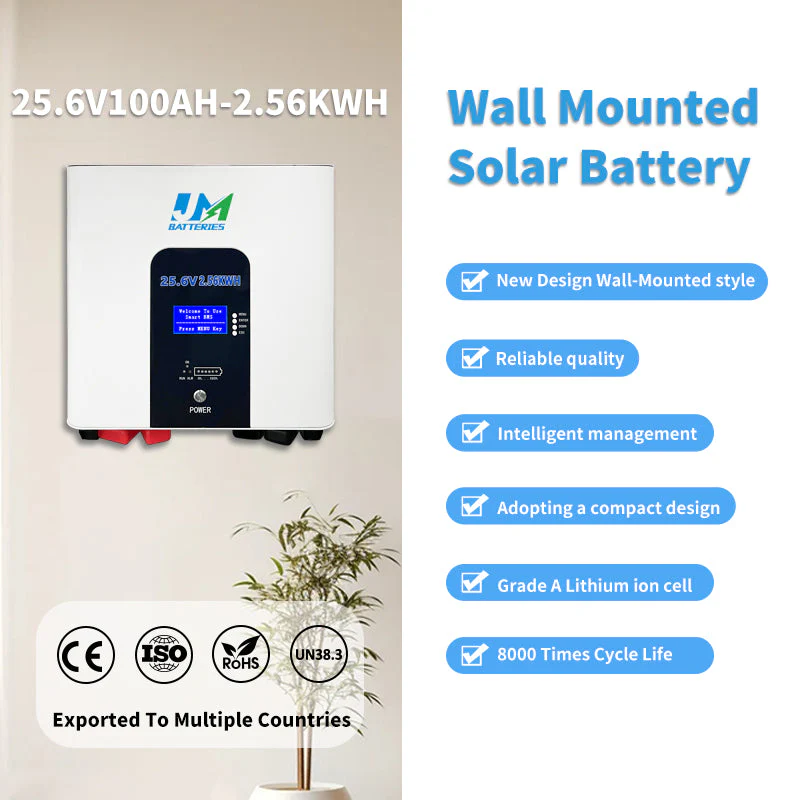 Solar Energy 100ah Lithium Ion Battery 2kwh 5kwh 7kwh LiFePO4 Wall Mounted 25.6V Lithium Energy Storage Solar Battery
