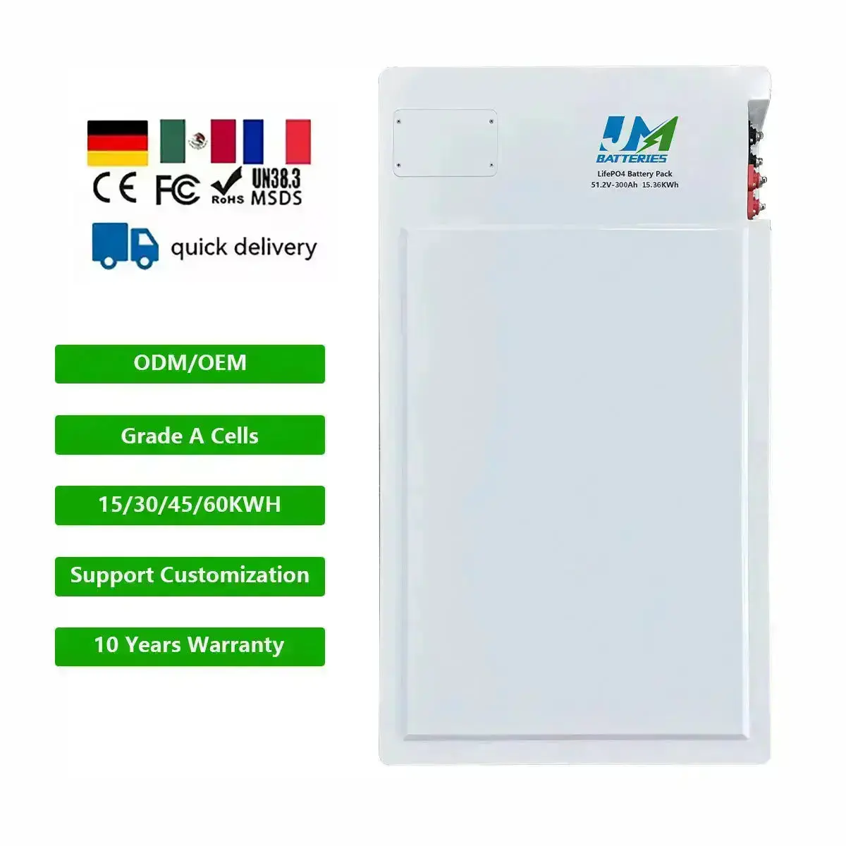 Solar System Lithium Battery 48V 51.2V 100AH 200AH 300AH Batteries Stackable and Wall-Mounted Battery - Image 5